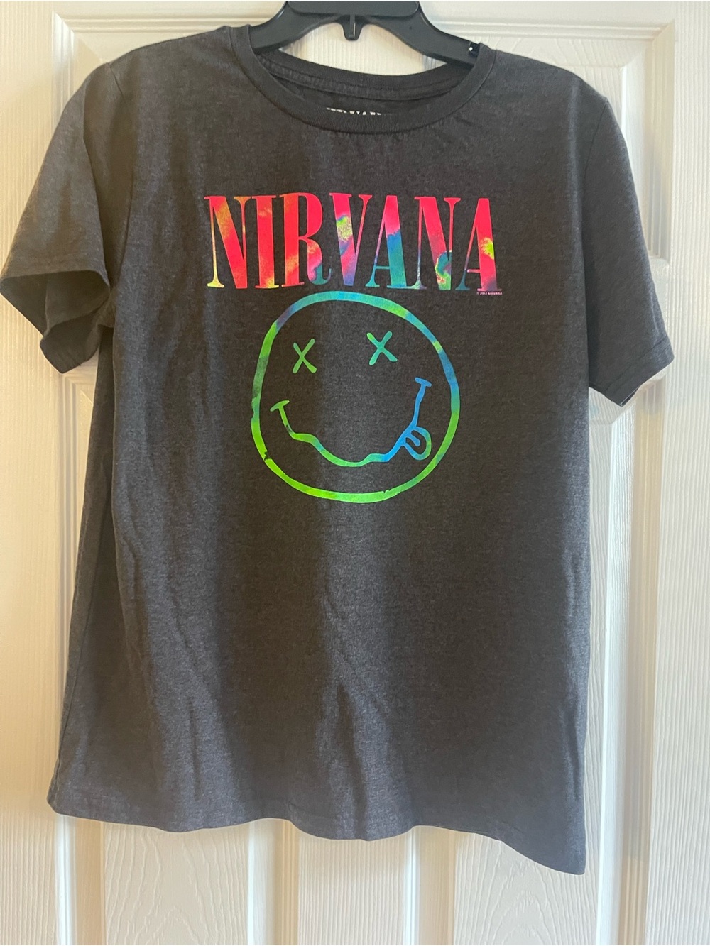 NIRVANA Grayish/Black Jrs Tee with Rainbow Tie-Dye Logo